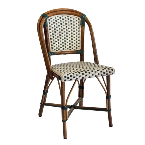 Chaise bistrot Viola en rotin naturel crème & vert