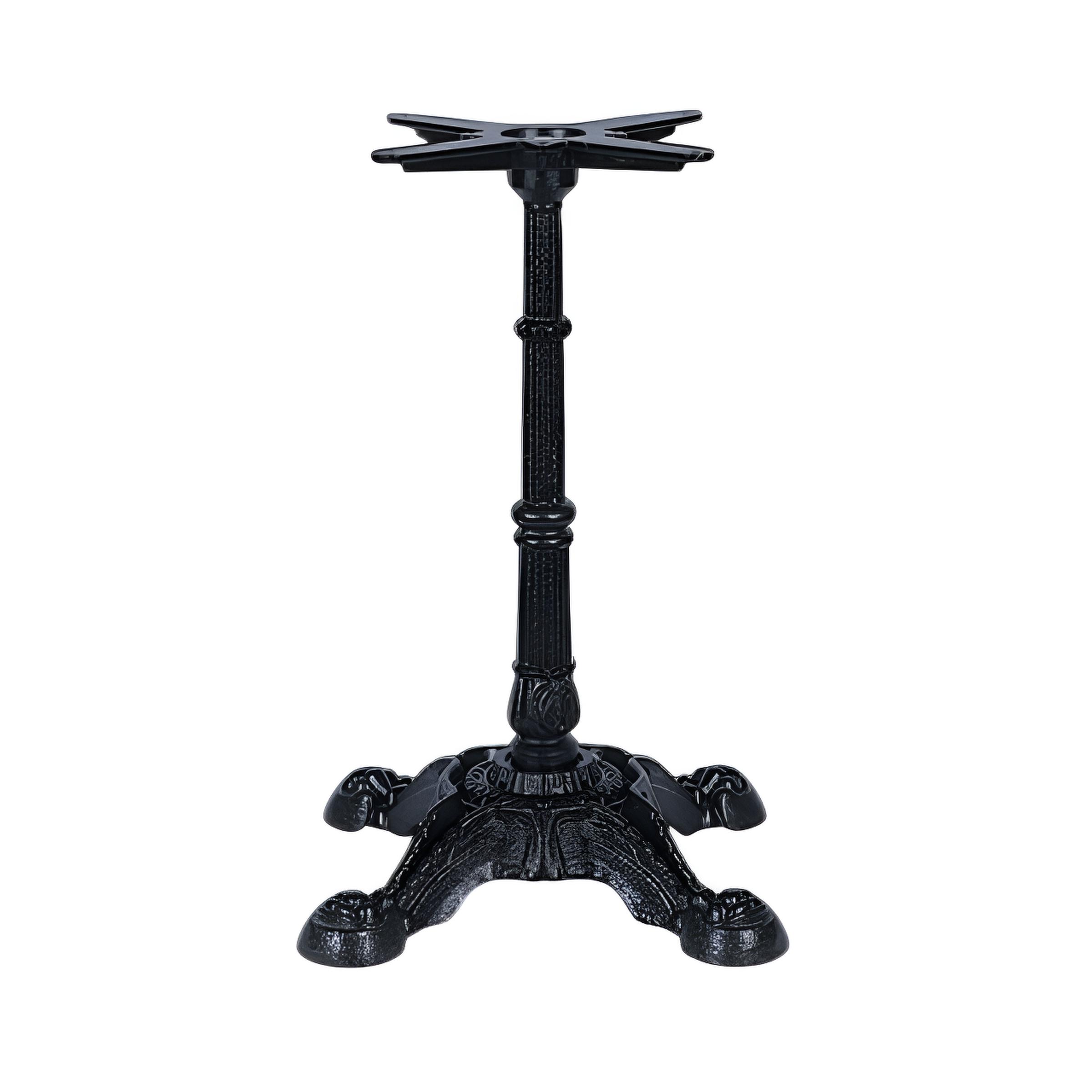 Pied de table Paris Pied de table Paris Noir en fonte avec base à quatre pieds et fixation en croix.