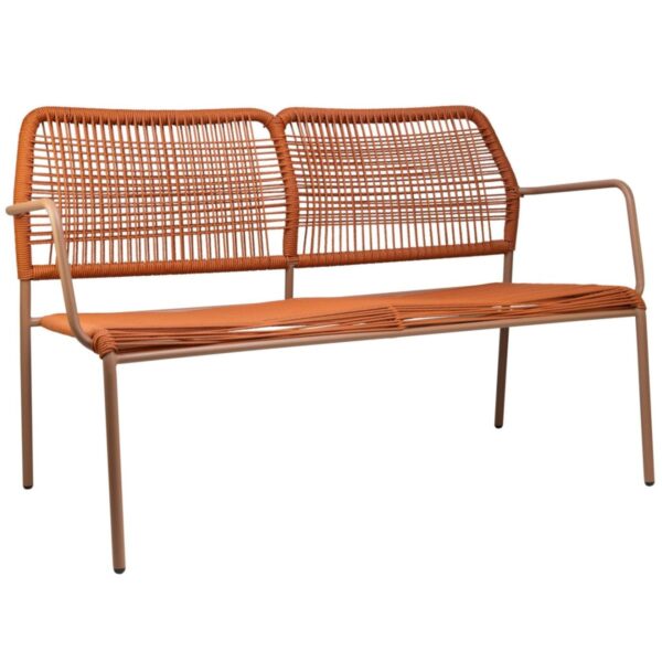 banc corde orange en aluminium pour terrasse professionnelle