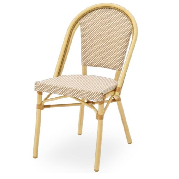 Chaise bistrot Zoé beige en aluminium et textilène
