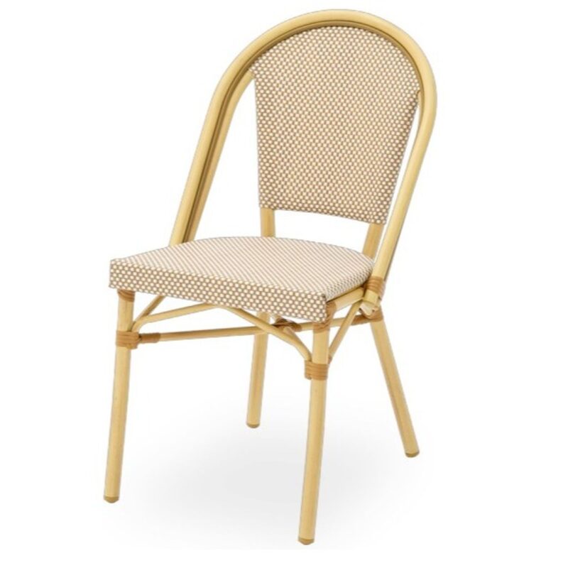 Chaise bistrot Zoé beige en aluminium et textilène