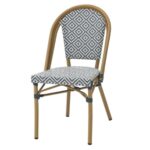 Chaise bistrot Zoé noire & blanche en aluminium et textilène pour terrasses professionnelles.