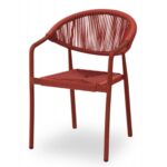 Chaise de terrasse Côme rouge empilable – aluminium et corde tressée