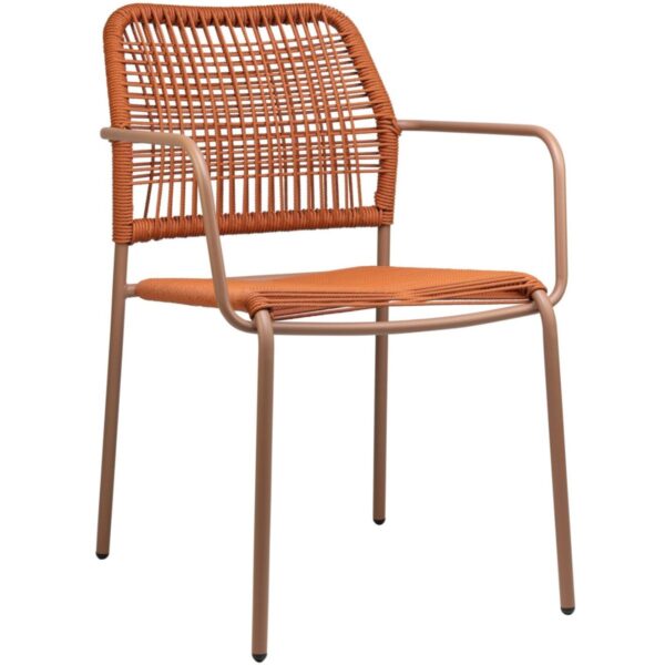 chaise corde orange en aluminium pour terrasse professionnelle