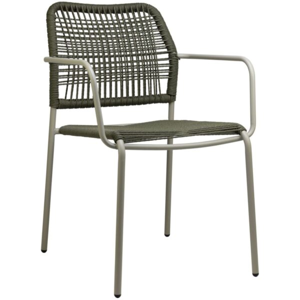 Chaise de terrasse en corde verte avec structure en aluminium
