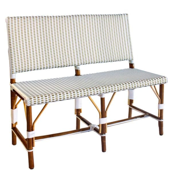 Banquette bistrot en rotin blanc et mastic Sienne – Mobilier CHR élégant