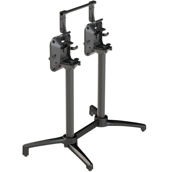 Piètement Elza double noir aluminium avec système auto-nivelant pour grands plateaux.