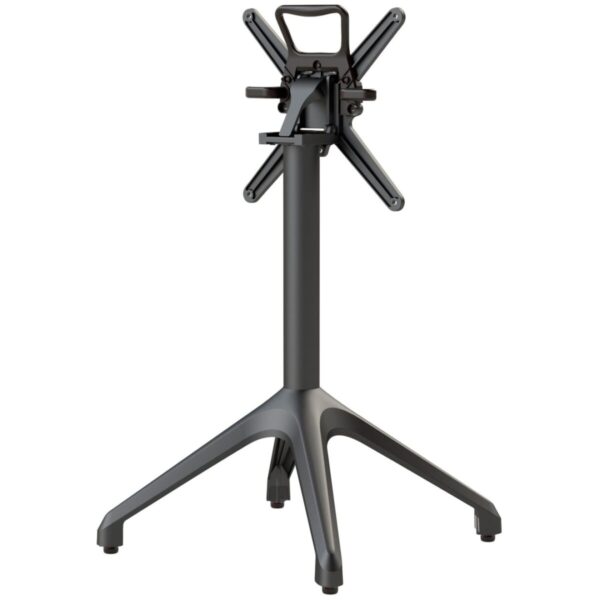Piètement Luna noir – base aluminium rabattable et empilable, usage professionnel CHR.