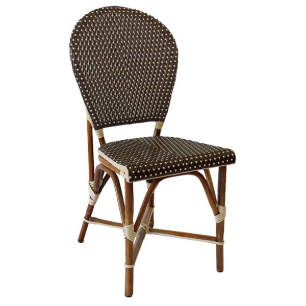 Chaise bistrot Alba – rotin naturel crème et marron - mobilier chr