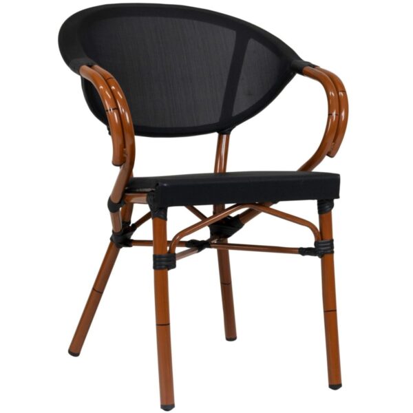 Chaise bistrot Mario bambou noir en aluminium