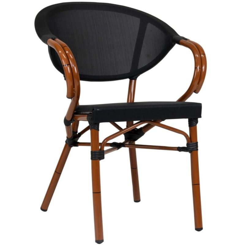 Chaise bistrot Mario bambou noir en aluminium