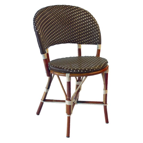Chaise bistrot chiara rotin naturel et tressage marron foncé/crème, personnalisable.