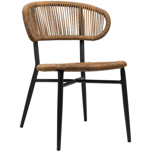 Chaise bistrot Jordie naturel – structure aluminium et tressage clair résistant aux UV.