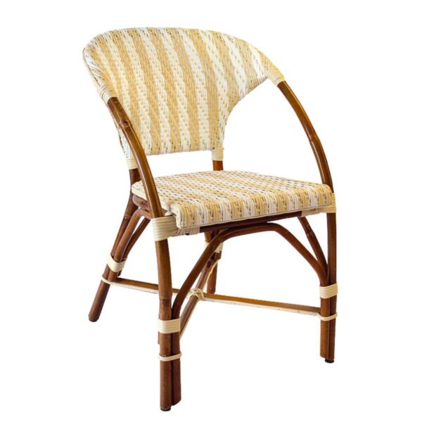 Chaise parisienne livia en rotin naturel idéale pour cafés, hôtels et restaurants.