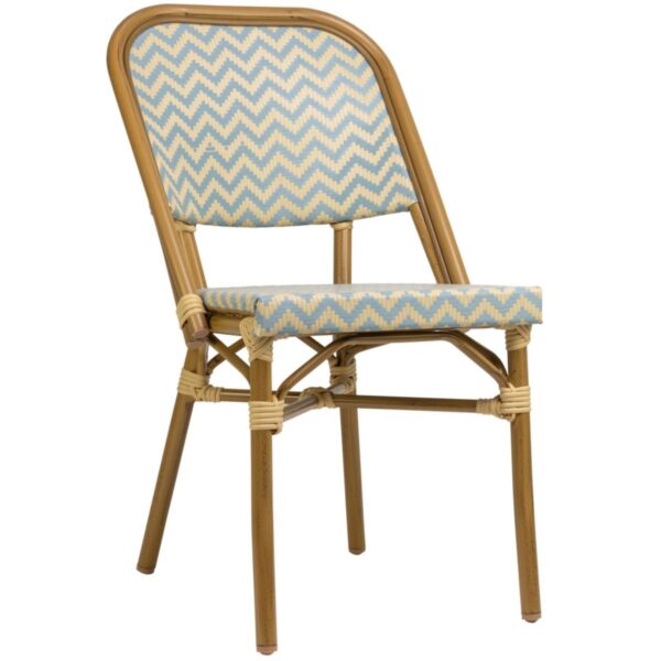 Chaise bistrot Marcelle bleue en aluminium bleu & beige
