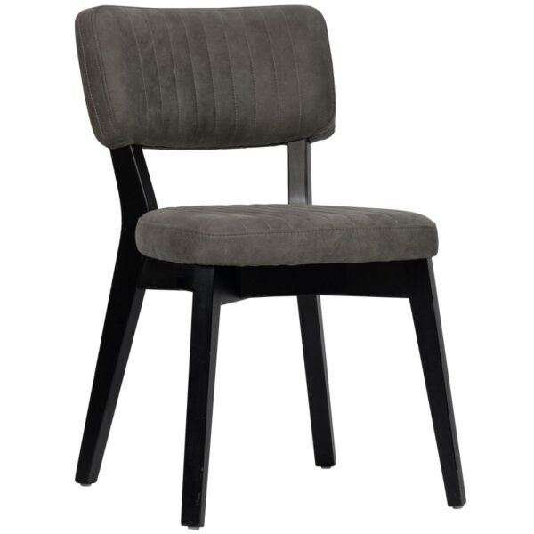 Chaise tissu Petrick anthracite en microfibre et bois de hêtre pour restaurant professionnel
