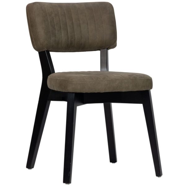 Chaise tissu Petrick brun en microfibre et bois noir pour restaurant professionnel