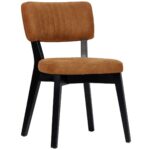 Chaise tissu Petrick cognac en microfibre et bois noir pour salle de restaurant