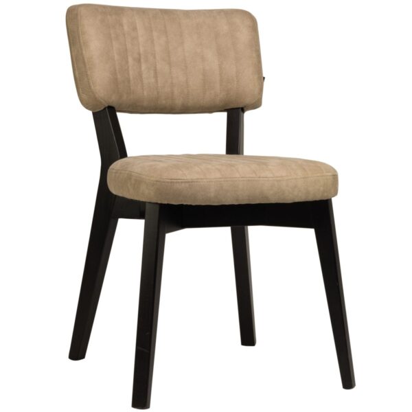 Chaise tissu Petrick crème en microfibre et bois noir pour restaurant professionnel