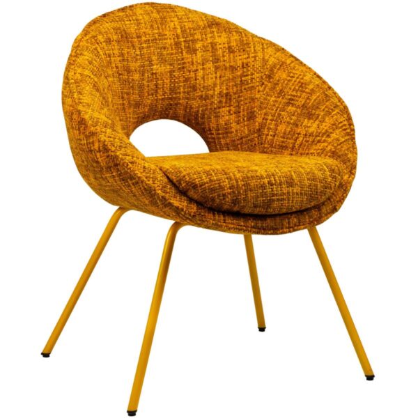 Chaise tissu Salsa ocre et métal mobilier chr