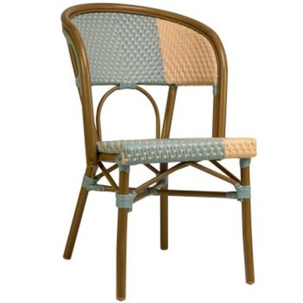 Chaise bistrot Santana bleue en aluminium empilable Idéale pour terrasse CHR.