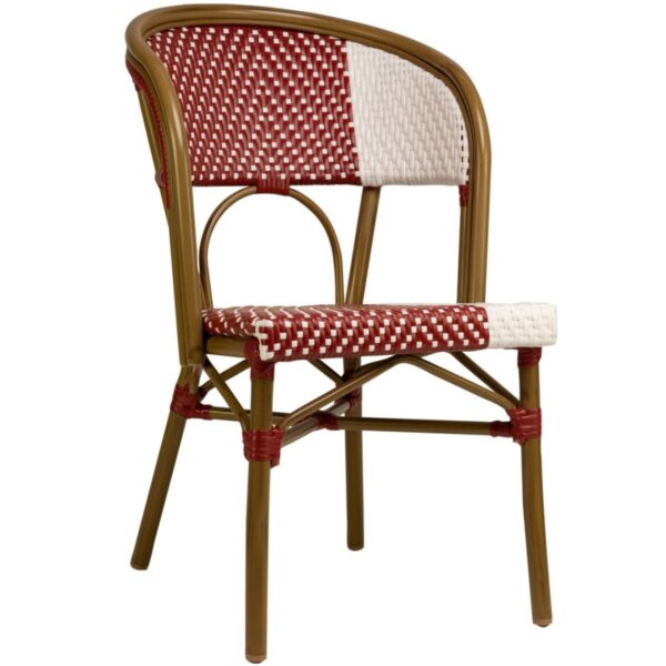 Chaise bistrot Santana bordeaux & blanc, Idéale pour terrasse CHR.