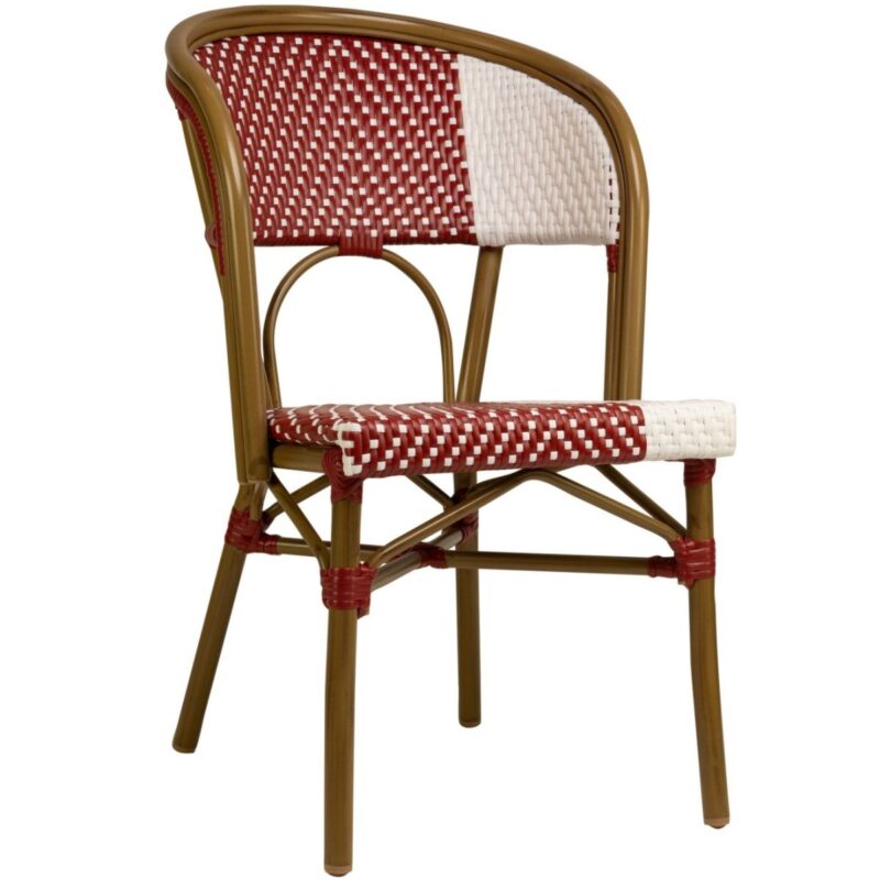 Chaise bistrot Santana bordeaux & blanc, Idéale pour terrasse CHR.