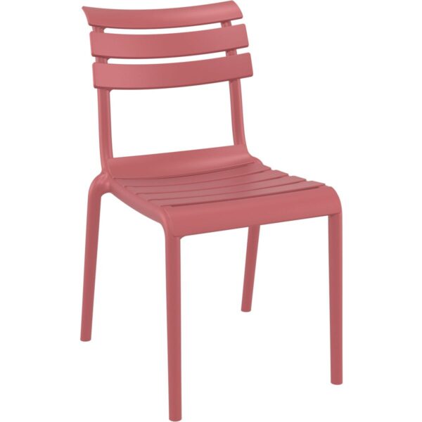 Chaise Siena marsala empilable en polypropylène, mobilier CHR design pour terrasses professionnelles.