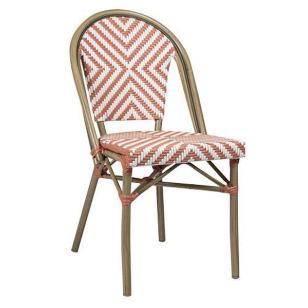 Chaise bistrot Tobia corail en aluminium imitation bambou