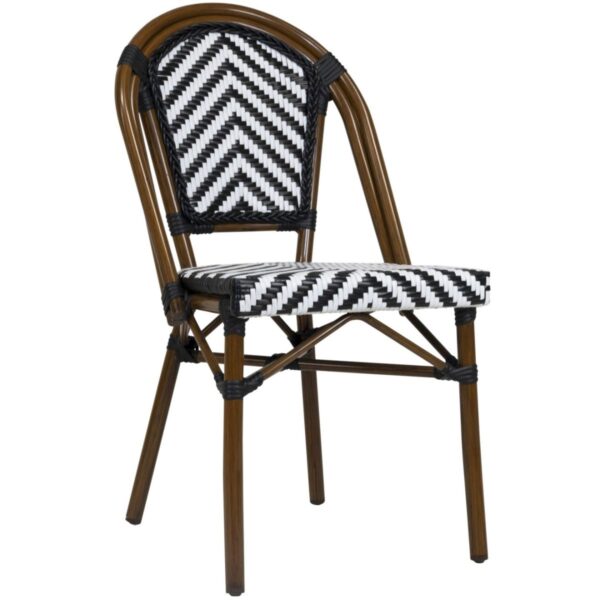 Chaise bistrot Tobia noire en aluminium pour terrasses CHR