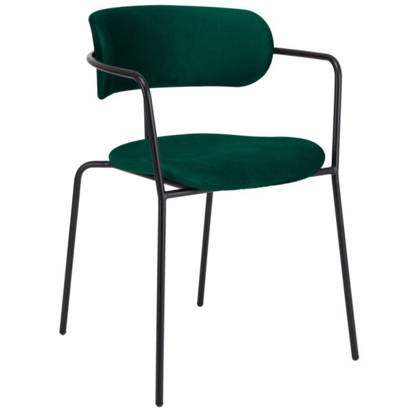 Fauteuil tissu Alivia vert et métal noir pour restaurant professionnel
