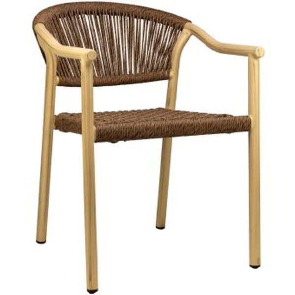 Fauteuil de terrasse Jason brun – structure aluminium et tressage brun résistant aux UV.