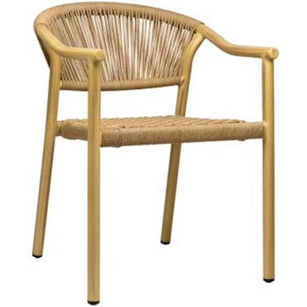 Fauteuil de terrasse Jason naturel – structure aluminium et tressage imitation rotin clair résistant aux UV.