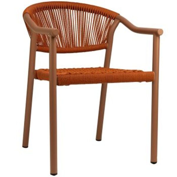 Fauteuil de terrasse Jason orange – structure aluminium et tressage orange résistant aux UV.
