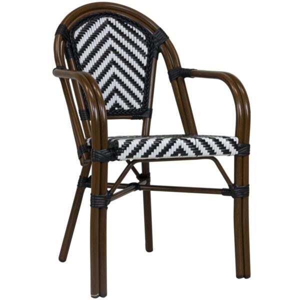 fauteuil bistrot chevron noir et blanc pour terrasse professionnelle