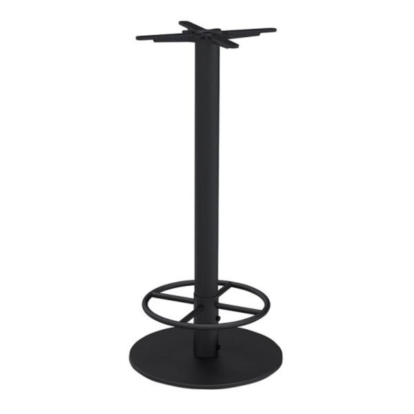 Piètement Rimini en acier noir avec repose-pieds pour table mange-debout restaurant