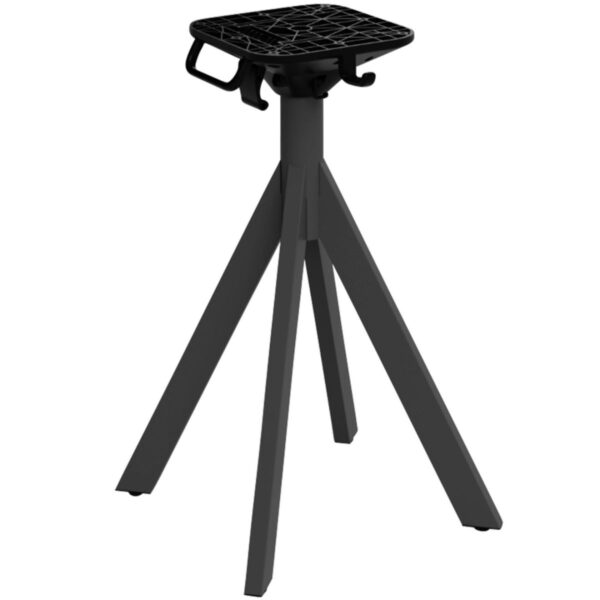 Piètement Riga noir – pied de table pliant en acier avec système de nivellement automatique.