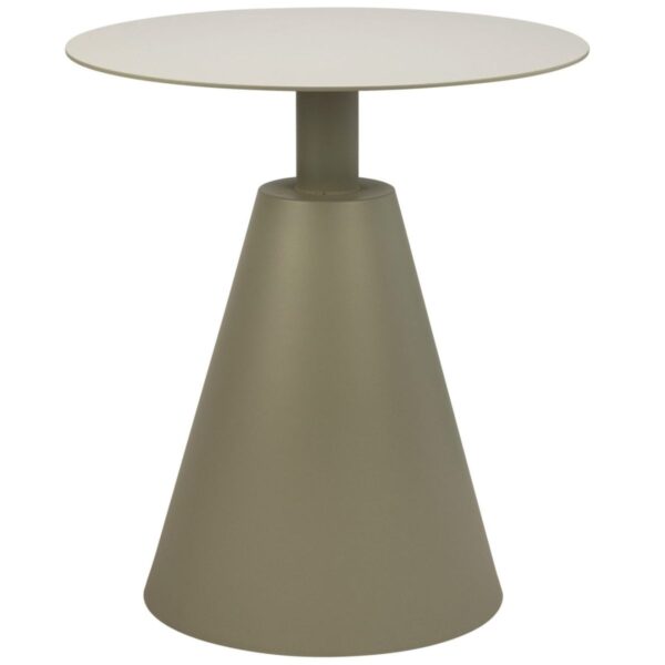 Table d'appoint Lina gris-vert design contemporain, structure aluminium thermolaqué, plateau facile d’entretien.