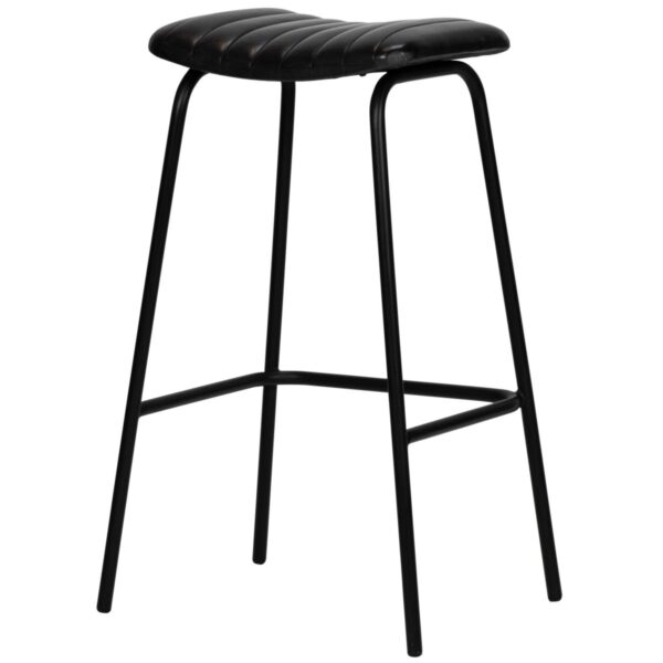 Tabouret haut Zaro noir en cuir et métal pour bar de restaurant professionnel