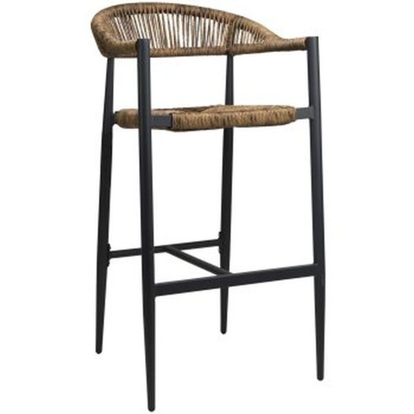 Tabouret haut Jonas en aluminium et corde tressée pour terrasse professionnelle