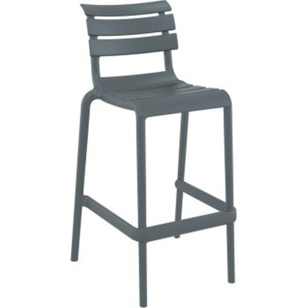 Tabouret Siena gris empilable en polypropylène, tabouret design pour bar et terrasse professionnelle.