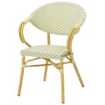 Fauteuil jude vert vif , structure aluminium, coloris vert vif, empilable et conçu pour terrasses professionnelles.