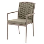 Fauteuil Crépin beige empilable – aluminium et corde tressée