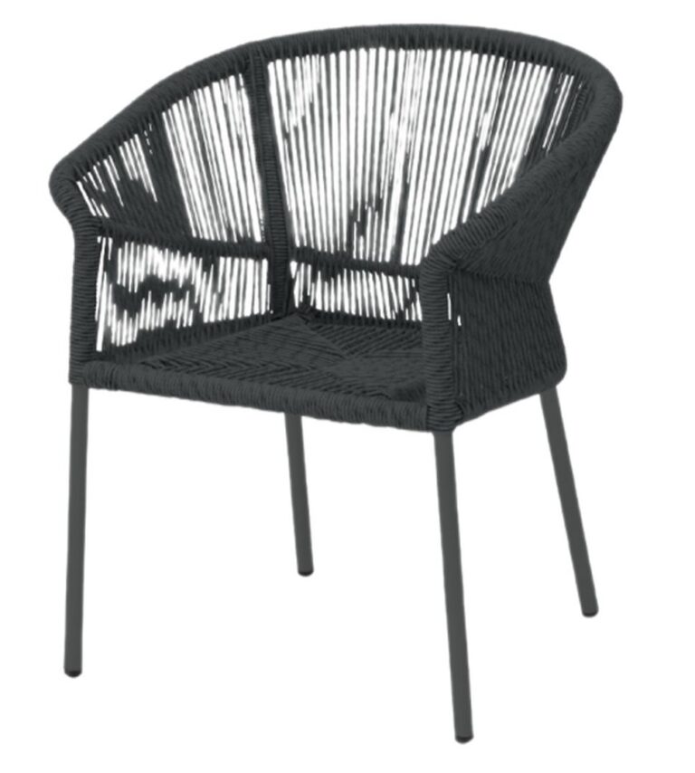 Fauteuil extérieur Sacha noir – aluminium et fibre tressée.