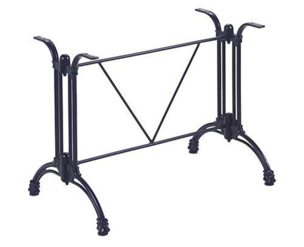 Pied de table Munich Duo en aluminium noir pour table extérieure rectangulaire de restaurant, piètement double pour mobilier CHR