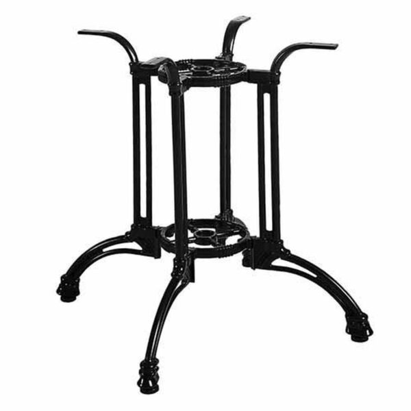 Pied de table Munich Quatro en aluminium noir pour table extérieure de restaurant, piètement bistrot quatre pieds pour mobilier CHR