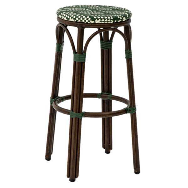 Tabouret vert Azur – extérieur CHR aluminium et assise UV.