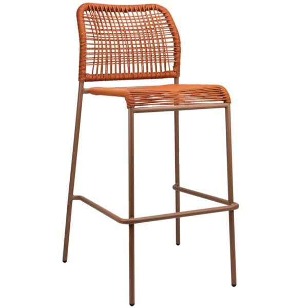 tabouret corde orange en aluminium pour bar extérieur professionnel