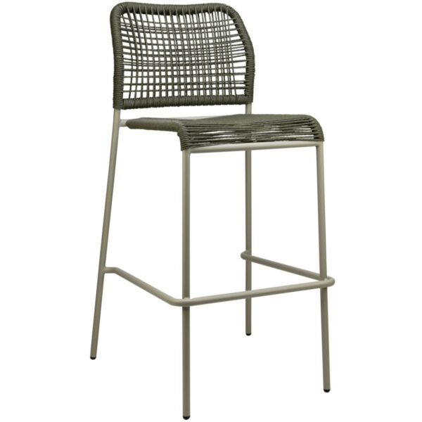 tabouret corde vert en aluminium pour bar extérieur professionnel
