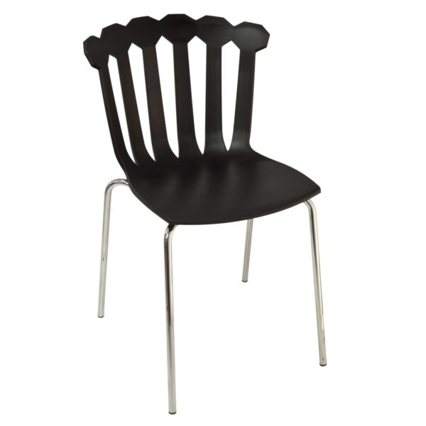 Chaise bistrot Esmeralda en technopolymère et acier chromé ou peint - Une chaise contemporaine pour cafés et restaurants